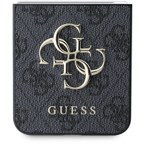 Samsung Galaxy Z Flip 6 Kılıf Guess Orjinal Lisanslı Leather Metal Logo Kapak - Siyah