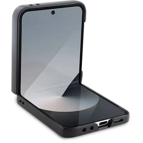 Samsung Galaxy Z Flip 6 Kılıf Guess Orjinal Lisanslı Leather Metal Logo Kapak - Siyah