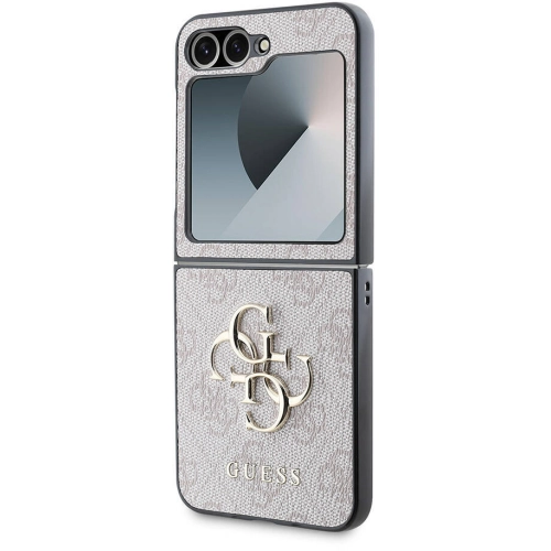 Samsung Galaxy Z Flip 6 Kılıf Guess Orjinal Lisanslı Leather Metal Logo Kapak - Pembe