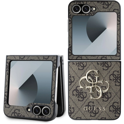 Samsung Galaxy Z Flip 6 Kılıf Guess Orjinal Lisanslı Leather Metal Logo Kapak - Kahverengi
