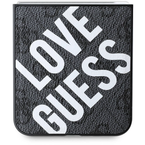 Samsung Galaxy Z Flip 6 Kılıf Guess Orjinal Lisanslı Love Guess Printing Kapak - Siyah