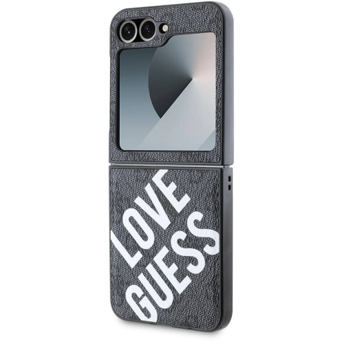 Samsung Galaxy Z Flip 6 Kılıf Guess Orjinal Lisanslı Love Guess Printing Kapak - Siyah