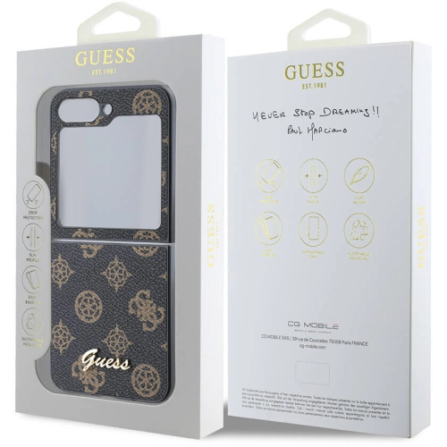 Samsung Galaxy Z Flip 6 Kılıf Guess Orjinal Lisanslı Peony Script Kapak - Siyah