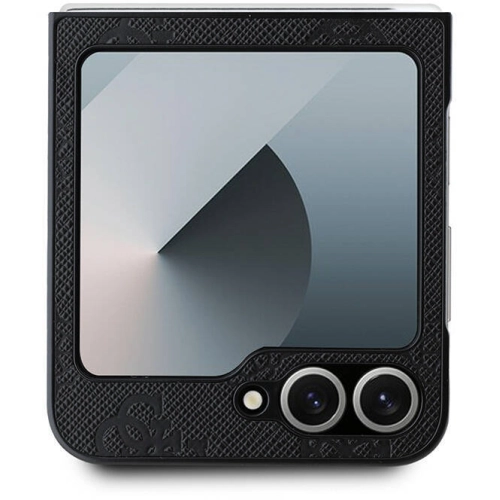 Samsung Galaxy Z Flip 6 Kılıf Guess Orjinal Lisanslı Saffiano Metal Logo Kapak - Siyah