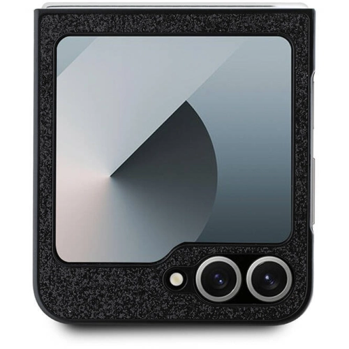 Samsung Galaxy Z Flip 6 Kılıf Guess Orjinal Lisanslı Yazı Logolu Glitter Script Kapak - Siyah