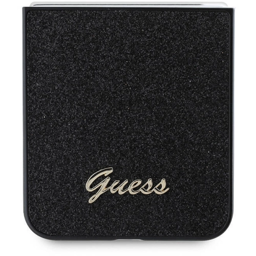 Samsung Galaxy Z Flip 6 Kılıf Guess Orjinal Lisanslı Yazı Logolu Glitter Script Kapak - Siyah