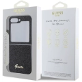Samsung Galaxy Z Flip 6 Kılıf Guess Orjinal Lisanslı Yazı Logolu Glitter Script Kapak - Siyah