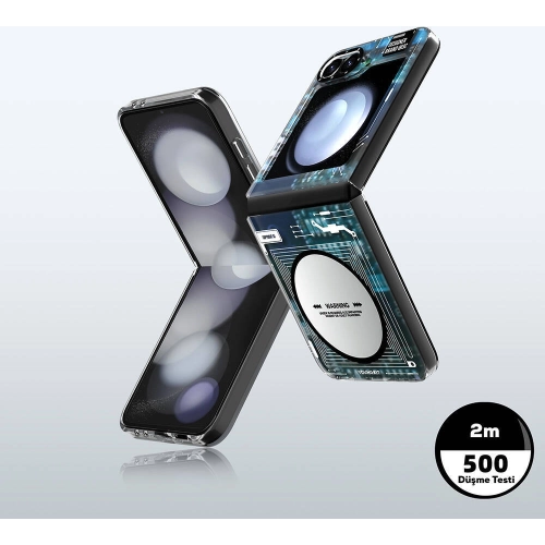 Samsung Galaxy Z Flip 6 Kılıf Magsafe Şarj Özellikli YoungKit Technology Serisi Kapak - Siyah