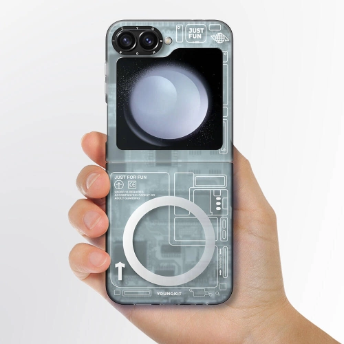 Samsung Galaxy Z Flip 6 Kılıf Magsafe Şarj Özellikli YoungKit Technology Serisi Kapak - Siyah