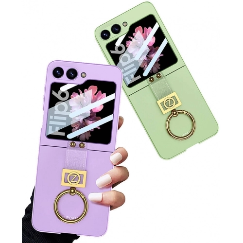 Galaxy Z Flip 6 Kılıf Zore Z Harfli Yüzüklü Kıpta Kapak - Koyu Yeşil