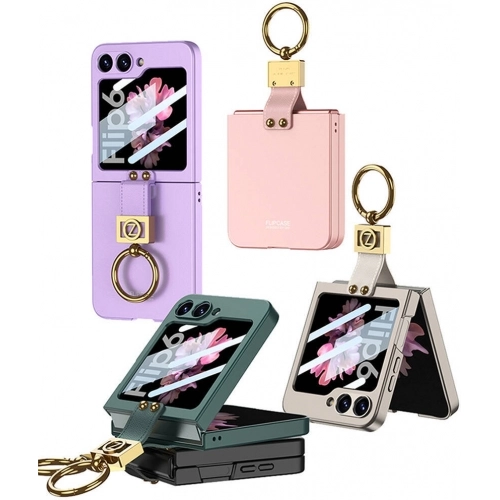 Galaxy Z Flip 6 Kılıf Zore Z Harfli Yüzüklü Kıpta Kapak - Koyu Yeşil