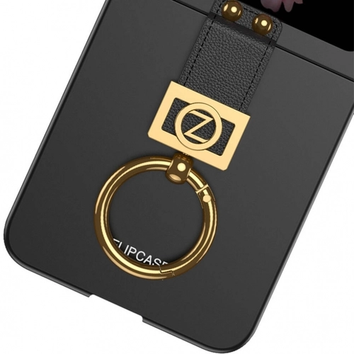 Galaxy Z Flip 6 Kılıf Zore Z Harfli Yüzüklü Kıpta Kapak - Siyah