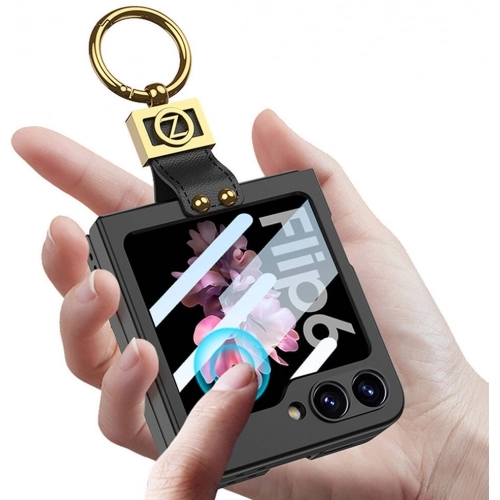 Galaxy Z Flip 6 Kılıf Zore Z Harfli Yüzüklü Kıpta Kapak - Siyah