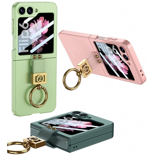 Galaxy Z Flip 6 Kılıf Zore Z Harfli Yüzüklü Kıpta Kapak - Yeşil