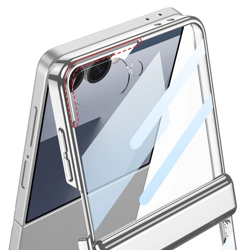 Samsung Galaxy Z Flip 7 Kılıf Kamera Korumalı Şeffaf Tasarımlı Lego Standlı Kapak - Siyah