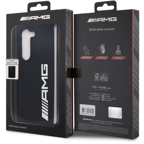 Samsung Galaxy Z Fold 5 Kılıf AMG Magsafe Şarj Özellikli Büyük Logo Dizayn Orjinal Lisanslı Kapak - Siyah