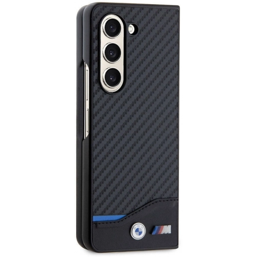 Galaxy Z Fold 5 Kılıf BMW Orjinal Lisanslı M Logolu PU Karbon Kapak - Siyah
