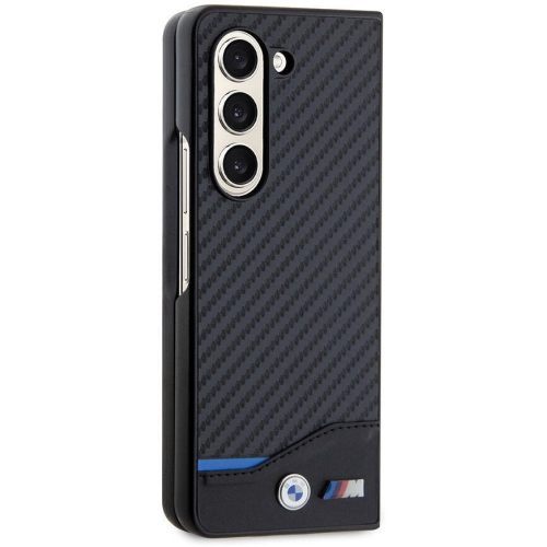 Samsung Galaxy Z Fold 5 Kılıf BMW Orjinal Lisanslı M Logolu PU Karbon Kapak - Siyah