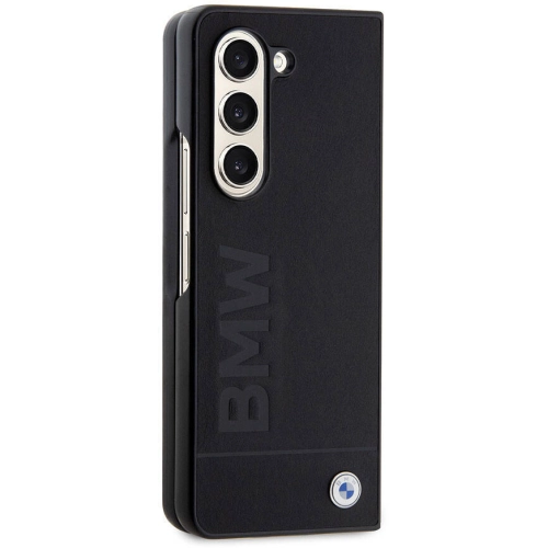 Samsung Galaxy Z Fold 5 Kılıf BMW Orjinal Lisanslı Sıcak Damga Logolu Deri Kapak - Siyah