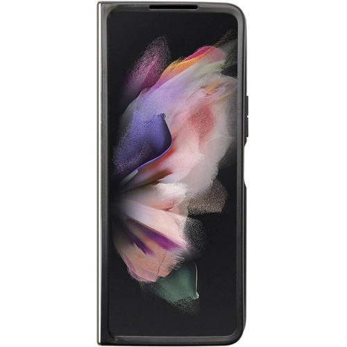 Galaxy Z Fold 5 Kılıf Guess Orjinal Lisanslı PU Deri Taşlı Üçgen Logo 4G Desenli Strass Kapak - Kahve