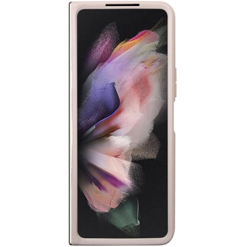 Galaxy Z Fold 5 Kılıf Guess Orjinal Lisanslı PU Deri Taşlı Üçgen Logo 4G Desenli Strass Kapak - Kahve