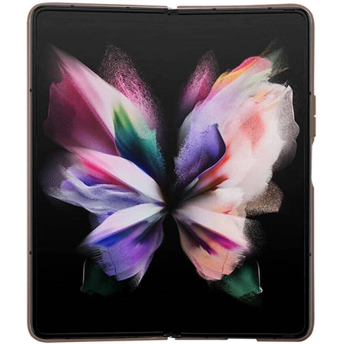 Galaxy Z Fold 5 Kılıf Guess Orjinal Lisanslı PU Deri Taşlı Üçgen Logo 4G Desenli Strass Kapak - Pembe