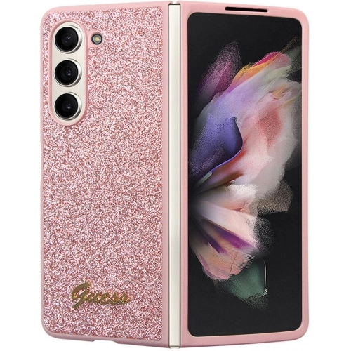Galaxy Z Fold 5 Kılıf Guess Orjinal Lisanslı Yazı Logolu Glitter Script Kapak - Gold