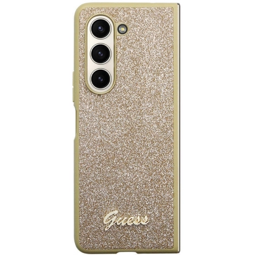 Galaxy Z Fold 5 Kılıf Guess Orjinal Lisanslı Yazı Logolu Glitter Script Kapak - Gold