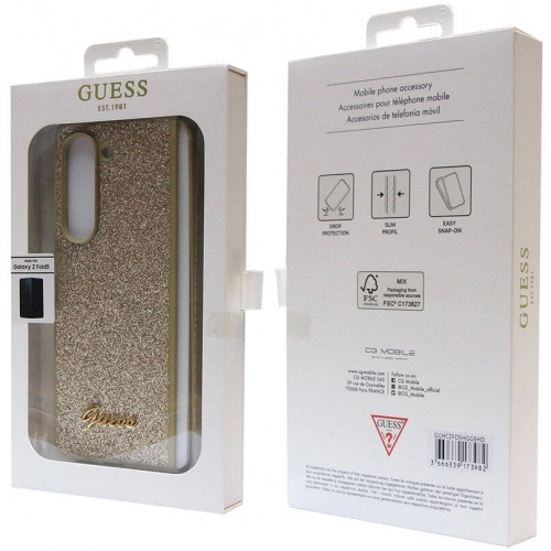 Galaxy Z Fold 5 Kılıf Guess Orjinal Lisanslı Yazı Logolu Glitter Script Kapak - Gold