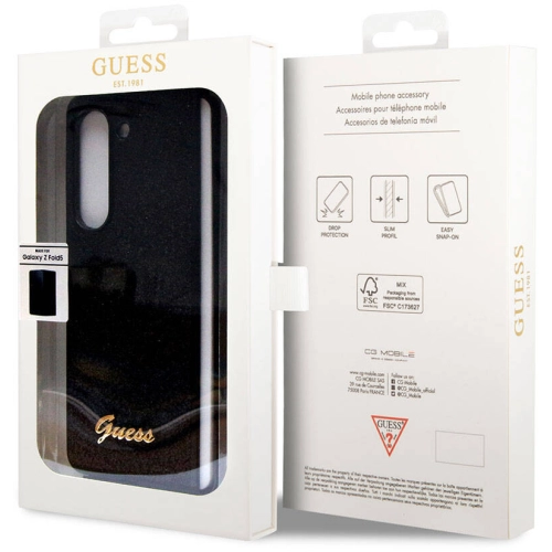 Galaxy Z Fold 5 Kılıf Guess Orjinal Lisanslı Yazı Logolu Glitter Script Kapak - Siyah