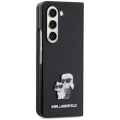 Galaxy Z Fold 5 Kılıf Karl Lagerfeld Orjinal Lisanslı K&C Metal Logolu Saffiano Kapak - Siyah