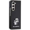 Samsung Galaxy Z Fold 5 Kılıf Karl Lagerfeld Orjinal Lisanslı K&C Metal Logolu Saffiano Kapak - Siyah