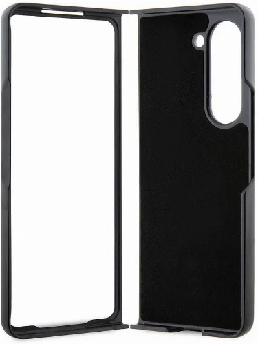 Samsung Galaxy Z Fold 5 Kılıf Karl Lagerfeld Orjinal Lisanslı KL Desenli Choupette İkonik Saffiano Kapak - Siyah