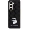Samsung Galaxy Z Fold 5 Kılıf Karl Lagerfeld Orjinal Lisanslı KL Desenli Choupette İkonik Saffiano Kapak - Siyah