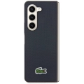 Galaxy Z Fold 5 Kılıf Lacoste Orjinal Lisanslı PU Pike Desenli Arka Yüzey İkonik Timsah Dokuma Logolu Kapak - Siyah