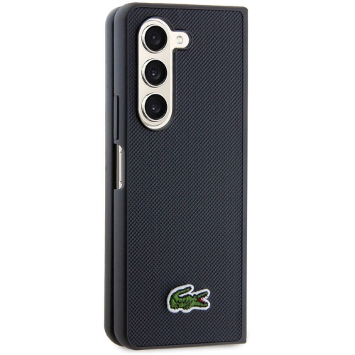 Galaxy Z Fold 5 Kılıf Lacoste Orjinal Lisanslı PU Pike Desenli Arka Yüzey İkonik Timsah Dokuma Logolu Kapak - Yeşil