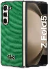 Galaxy Z Fold 5 Kılıf Lacoste Orjinal Lisanslı PU Pike Desenli Arka Yüzey İkonik Timsah Dokuma Logolu Kapak - Yeşil