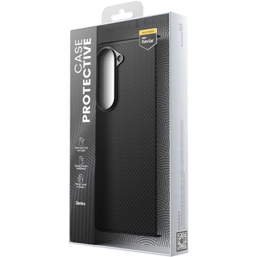 Galaxy Z Fold 5 Kılıf Magsafe Özellikli Karbon Fiber Benks Essential 600D Kevlar Kapak - Siyah