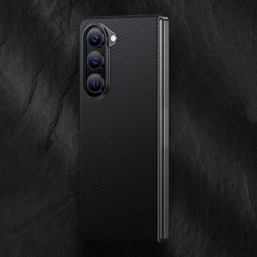 Galaxy Z Fold 5 Kılıf Magsafe Özellikli Karbon Fiber Benks Essential 600D Kevlar Kapak - Siyah