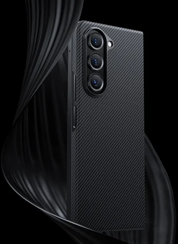 Galaxy Z Fold 5 Kılıf Magsafe Özellikli Karbon Fiber Benks Essential 600D Kevlar Kapak - Siyah