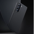 Galaxy Z Fold 5 Kılıf Magsafe Özellikli Karbon Fiber Benks Essential 600D Kevlar Kapak - Siyah