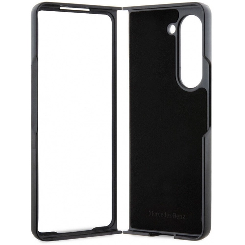 Galaxy Z Fold 5 Kılıf Mercedes Benz Orjinal Lisanslı Metal Yıldız Logolu Urban Deri Kapak - Siyah
