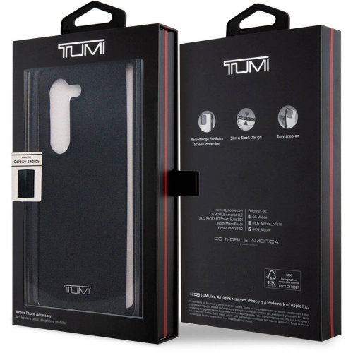 Samsung Galaxy Z Fold 5 Kılıf TUMI Liquid Silikon Metal Logo Dizayn Orjinal Lisanslı Kapak - Siyah