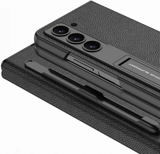 Galaxy Z Fold 5 Kılıf Zore Kalem Bölmeli Droga Kapak - Siyah