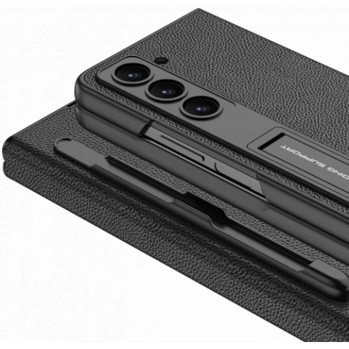 Galaxy Z Fold 5 Kılıf Zore Kalem Bölmeli Droga Kapak - Siyah