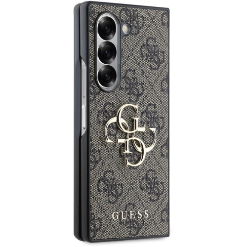 Samsung Galaxy Z Fold 6 Kılıf Guess Orjinal Lisanslı Leather Metal Logo Kapak - Siyah