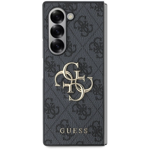 Samsung Galaxy Z Fold 6 Kılıf Guess Orjinal Lisanslı Leather Metal Logo Kapak - Siyah