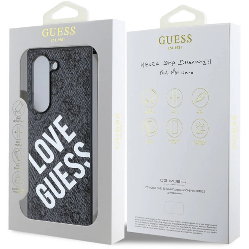 Samsung Galaxy Z Fold 6 Kılıf Guess Orjinal Lisanslı Love Guess Printing Kapak - Siyah