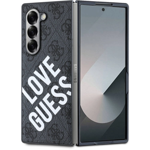 Samsung Galaxy Z Fold 6 Kılıf Guess Orjinal Lisanslı Love Guess Printing Kapak - Siyah