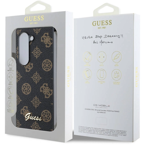 Samsung Galaxy Z Fold 6 Kılıf Guess Orjinal Lisanslı Peony Script Kapak - Siyah